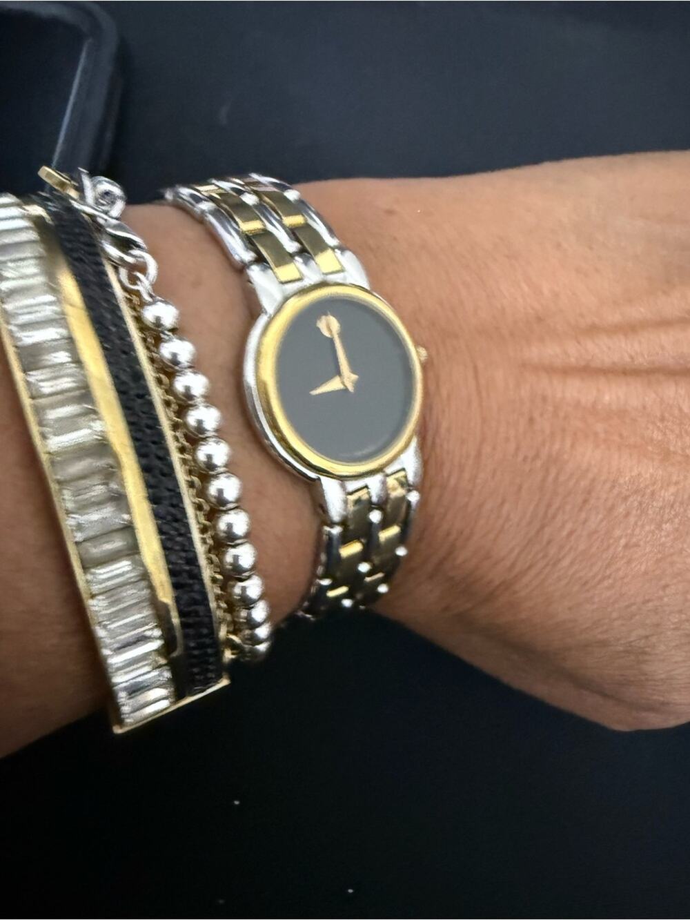 Movado Museum Classic Women’s Two Tone Watch Model 81 25 825C Runs VTG